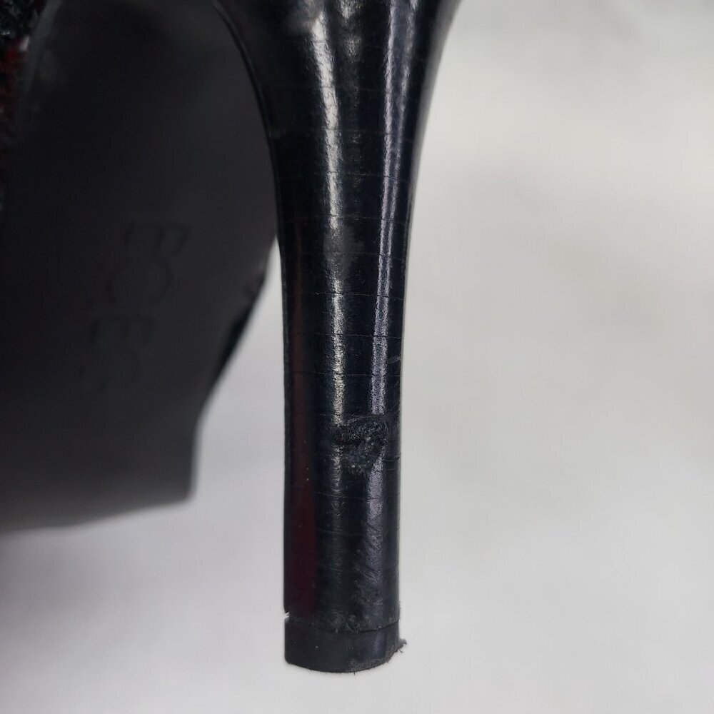 BCBG Milan Stiletto Ankle Booties Women's 9.5B Black Suede Glitter Zip Heel Glam - Picture 11 of 15
